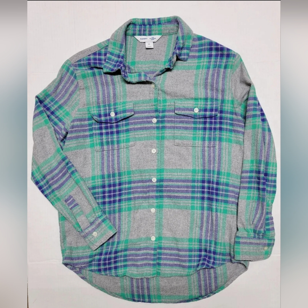Old Navy Plaid Boyfriend Shirt Button Up